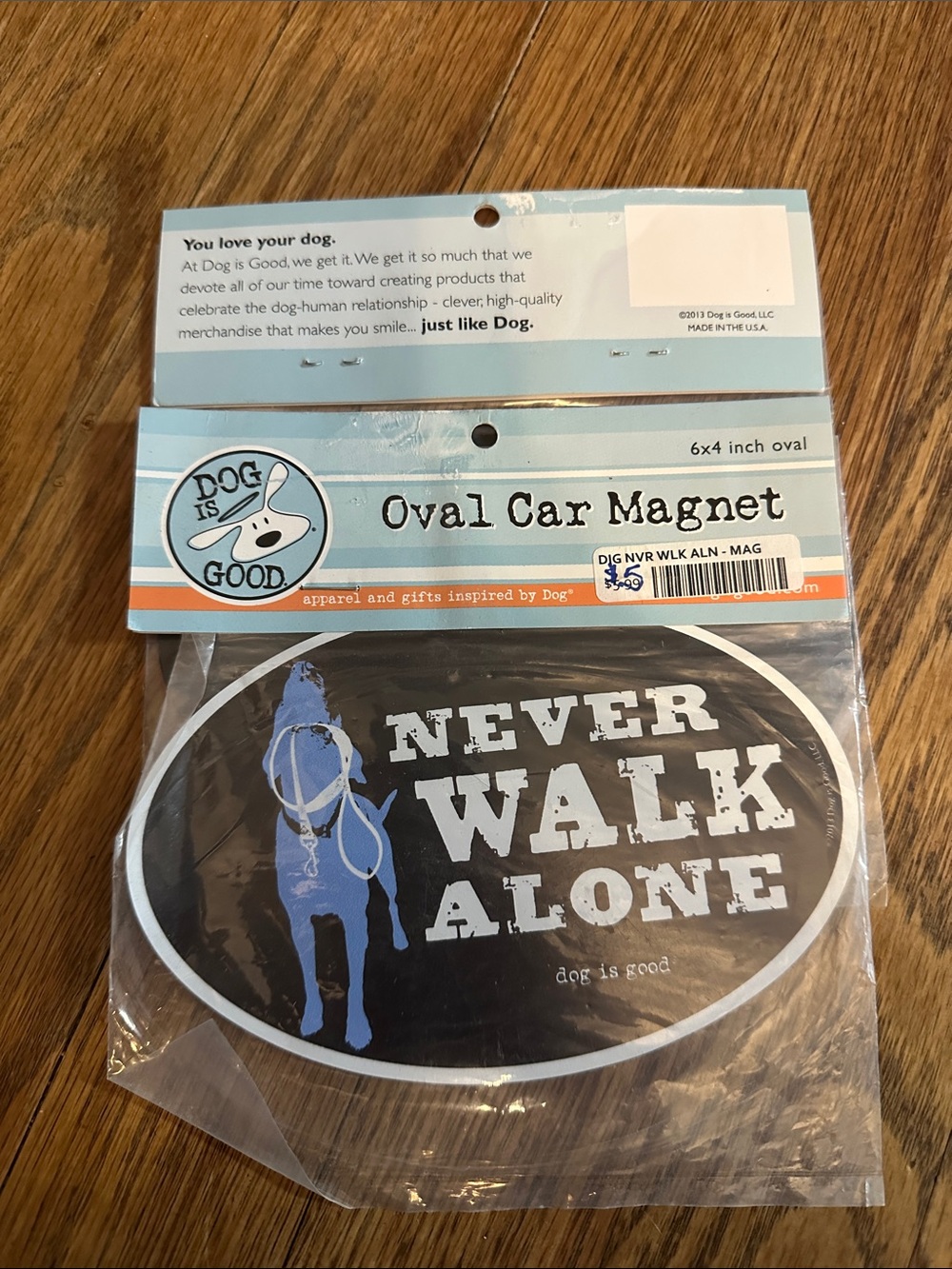 Black & Blue "Never Walk Alone" Oval Car Magnet